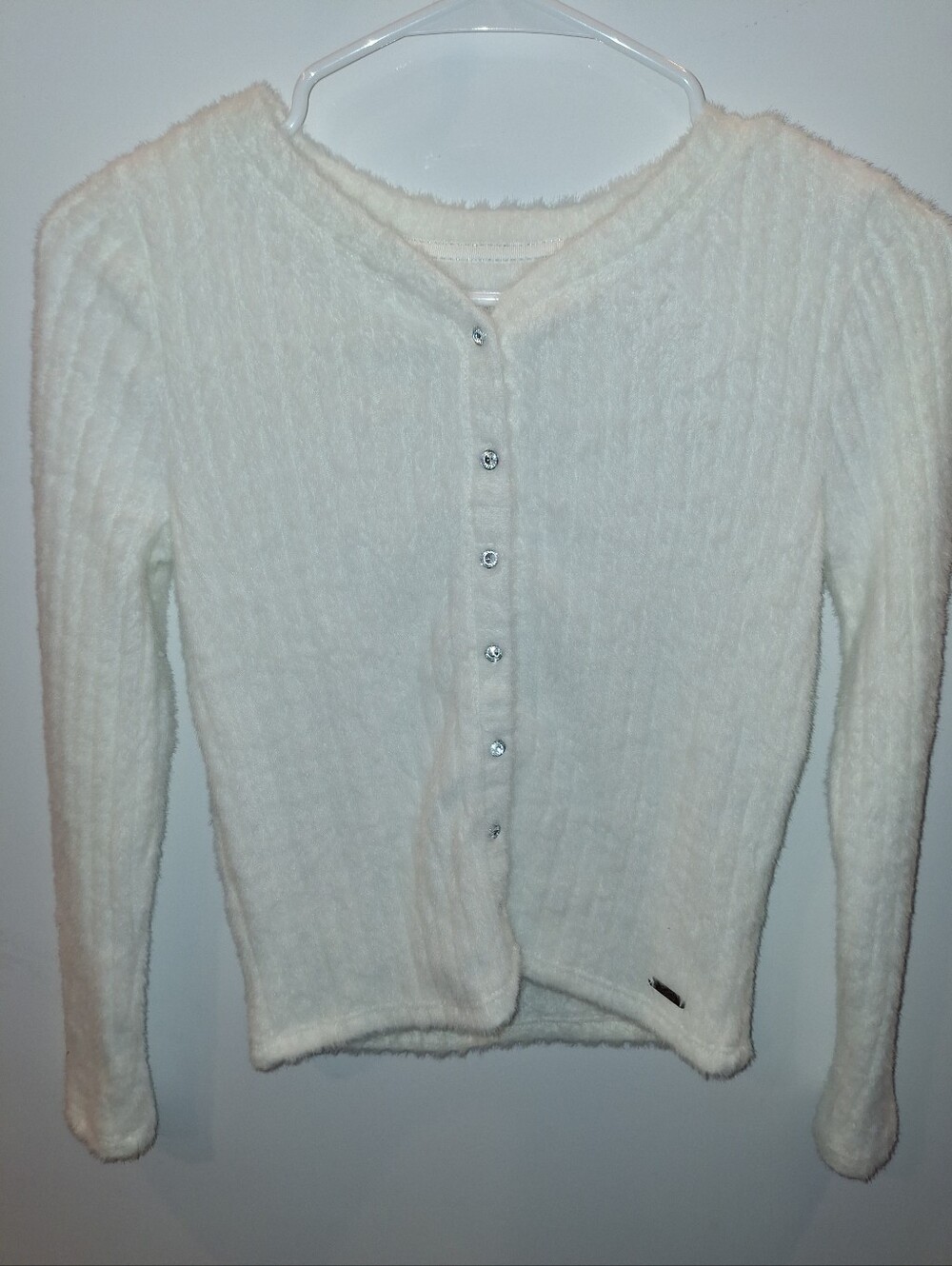 Justice Cream Fuzzy Button-Up Cardigan